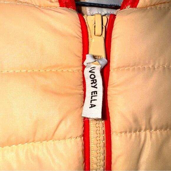 EUC Women’s Ivory Ella Puffer & Sherpa Jacket Ivory & Peach size XXL 1/2 Zip - Picture 5 of 7